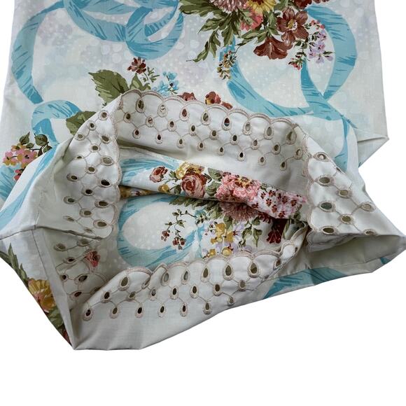 Vintage One Springmaid Standard Pillow Case Wondercale Floral Eyelet Ribbon - Picture 3 of 10